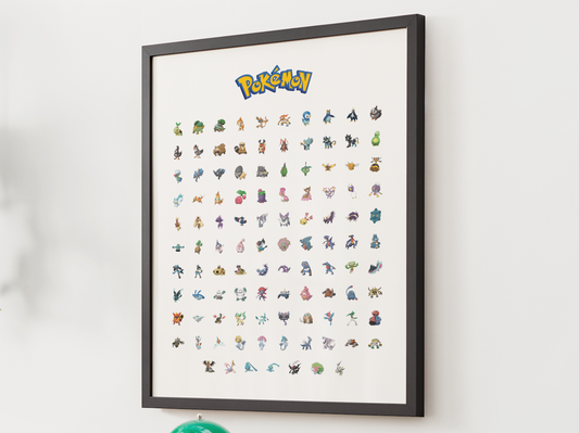 Pokemon Gen 4 Pokedex Poster, Sinnoh Wall Art, Kids Bedroom Decor, Original Artwork Printable Digital Download