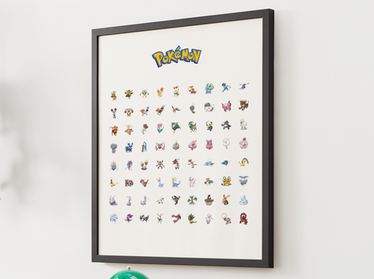 Pokemon Gen 6 Pokedex Poster, Kalos Wall Art, Kids Bedroom Decor, Original Artwork Printable Digital Download
