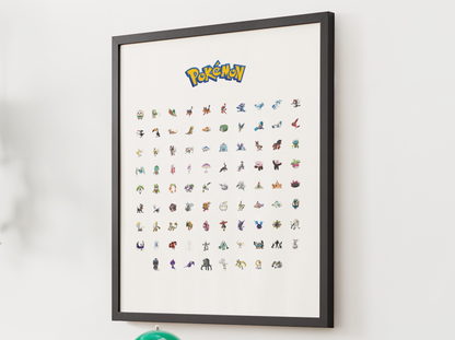 Pokemon Gen 7 Pokedex Poster, Alola Wall Art, Kids Bedroom Decor, Original Artwork Printable Digital Download