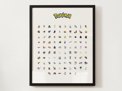 Pokemon Gen 8 Pokedex Poster, Galar Wall Art, Kids Bedroom Decor, Original Artwork Printable Digital Download