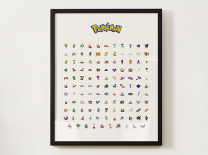 Pokémon Gen 1–9 Pokédex Poster Bundle, Full National Dex Wall Art, Kids Bedroom Decor, Original Artwork Printable Digital Download
