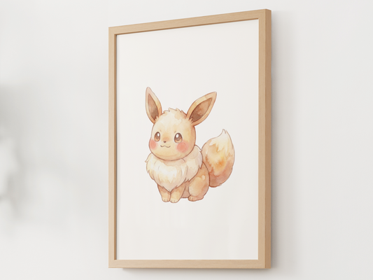 Pokemon Eevee Nursery Wall Art Printable, Cute Kids Room Decor, Neutral Pokemon Poster, Instant Download Digital Print