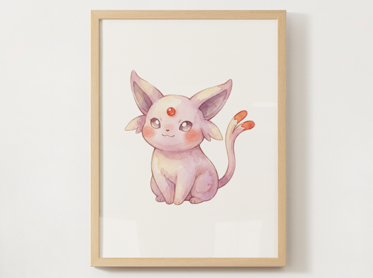 Pokemon Espeon Nursery Wall Art Printable, Cute Kids Room Decor, Purple Pokemon Poster, Instant Download Digital Print