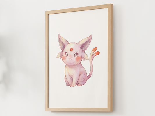 Pokemon Espeon Nursery Wall Art Printable, Cute Kids Room Decor, Purple Pokemon Poster, Instant Download Digital Print