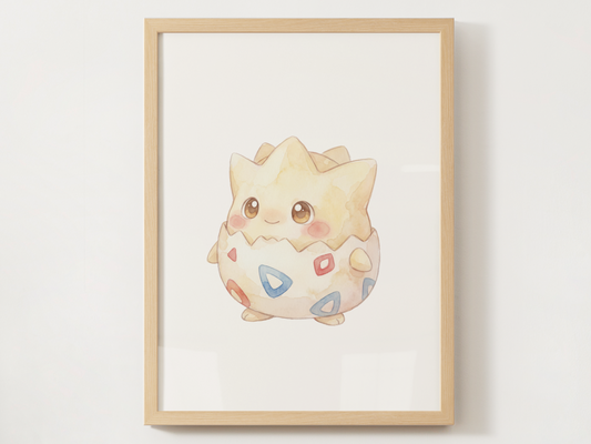 Pokemon Togepi Nursery Wall Art Printable, Cute Kids Room Decor, Pastel Pokemon Poster, Instant Download Digital Print