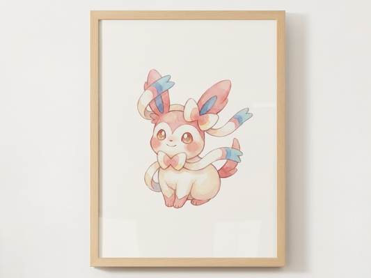 Pokemon Sylveon Nursery Wall Art Printable, Cute Kids Room Decor, Pink Pokemon Poster, Instant Download Digital Print