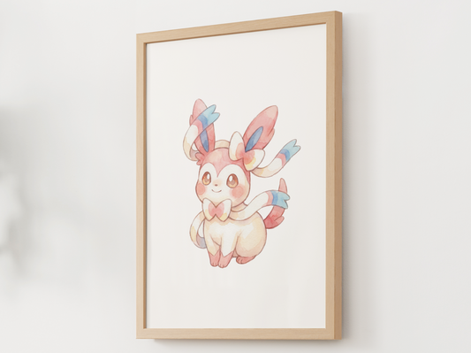 Pokemon Sylveon Nursery Wall Art Printable, Cute Kids Room Decor, Pink Pokemon Poster, Instant Download Digital Print