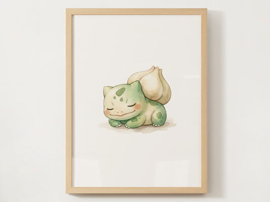 Sleeping Pokémon Nursery Wall Art Bundle, 6 Printable Posters, Bulbasaur Charmander Chikorita Mudkip Pikachu Snorlax, Instant Download