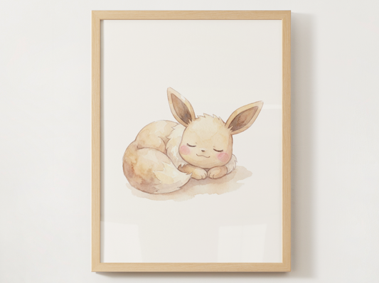 Sleeping Eeveelutions Nursery Wall Art Bundle, 9 Printable Posters, Eevee Evolution Set, Watercolor Kids Room Decor, Instant Download