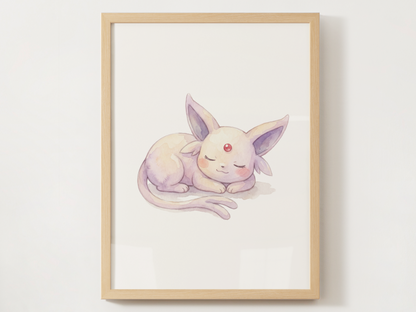 Sleeping Eeveelutions Nursery Wall Art Bundle, 9 Printable Posters, Eevee Evolution Set, Watercolor Kids Room Decor, Instant Download