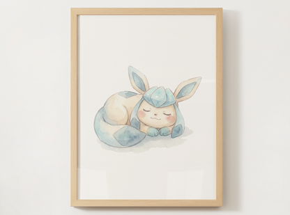 Sleeping Eeveelutions Nursery Wall Art Bundle, 9 Printable Posters, Eevee Evolution Set, Watercolor Kids Room Decor, Instant Download