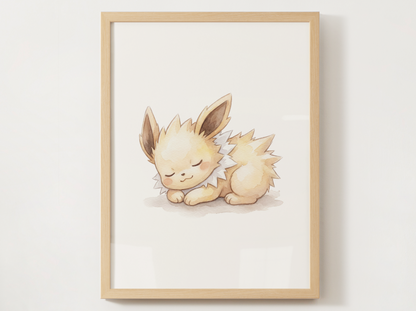 Sleeping Eeveelutions Nursery Wall Art Bundle, 9 Printable Posters, Eevee Evolution Set, Watercolor Kids Room Decor, Instant Download