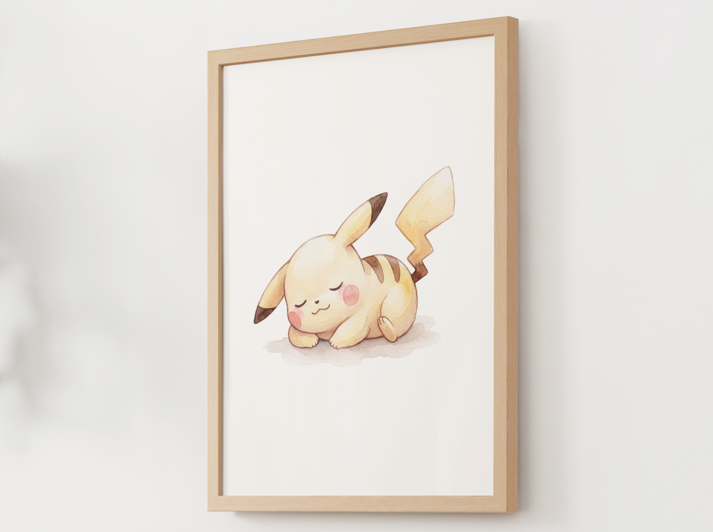 Pokemon Pikachu Sleepy Nursery Wall Art Printable, Cute Kids Room Decor, Watercolor Pokemon Poster, Instant Download Digital Print