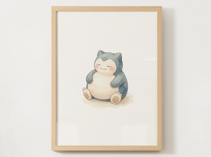 Sleeping Pokémon Nursery Wall Art Bundle, 6 Printable Posters, Bulbasaur Charmander Chikorita Mudkip Pikachu Snorlax, Instant Download