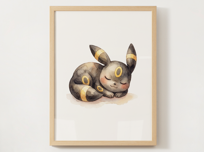 Sleeping Eeveelutions Nursery Wall Art Bundle, 9 Printable Posters, Eevee Evolution Set, Watercolor Kids Room Decor, Instant Download