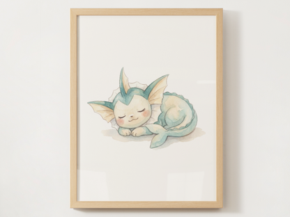 Sleeping Eeveelutions Nursery Wall Art Bundle, 9 Printable Posters, Eevee Evolution Set, Watercolor Kids Room Decor, Instant Download