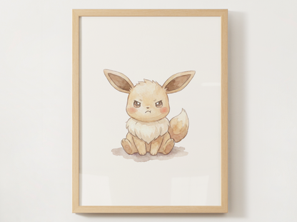 Pokémon Eevee Emotions Nursery Wall Art Bundle, 6 Printable Posters, Angry Confused Happy Sad Scared Surprised, Digital Download