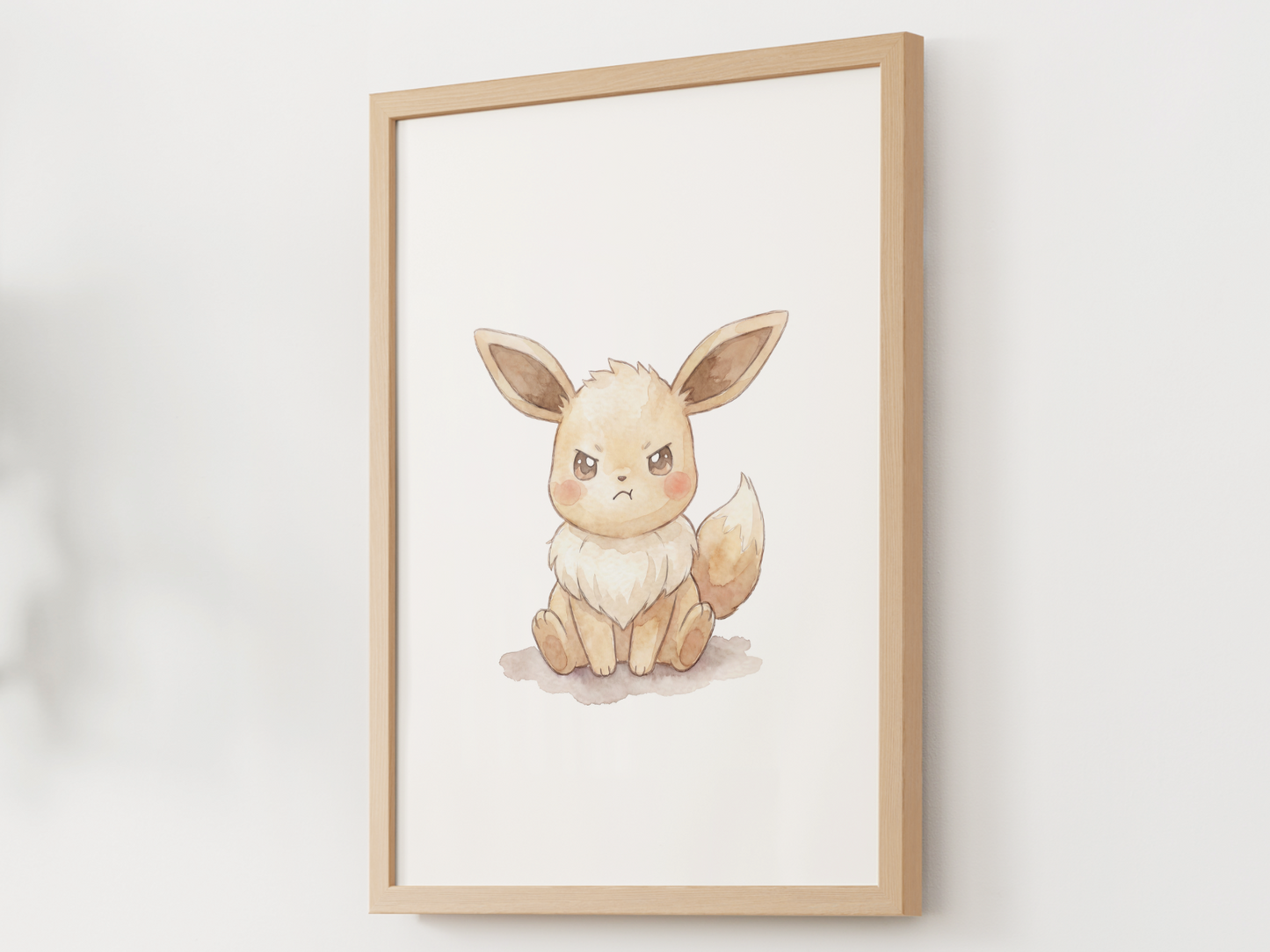Pokemon Eevee Angry Nursery Wall Art Printable, Cute Kids Room Decor, Watercolor Pokemon Poster, Instant Download Digital Print