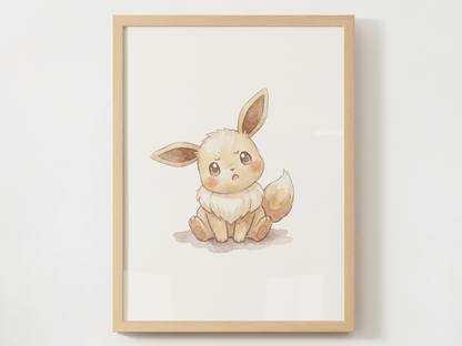 Pokémon Eevee Emotions Nursery Wall Art Bundle, 6 Printable Posters, Angry Confused Happy Sad Scared Surprised, Digital Download
