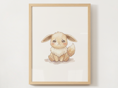 Pokémon Eevee Emotions Nursery Wall Art Bundle, 6 Printable Posters, Angry Confused Happy Sad Scared Surprised, Digital Download