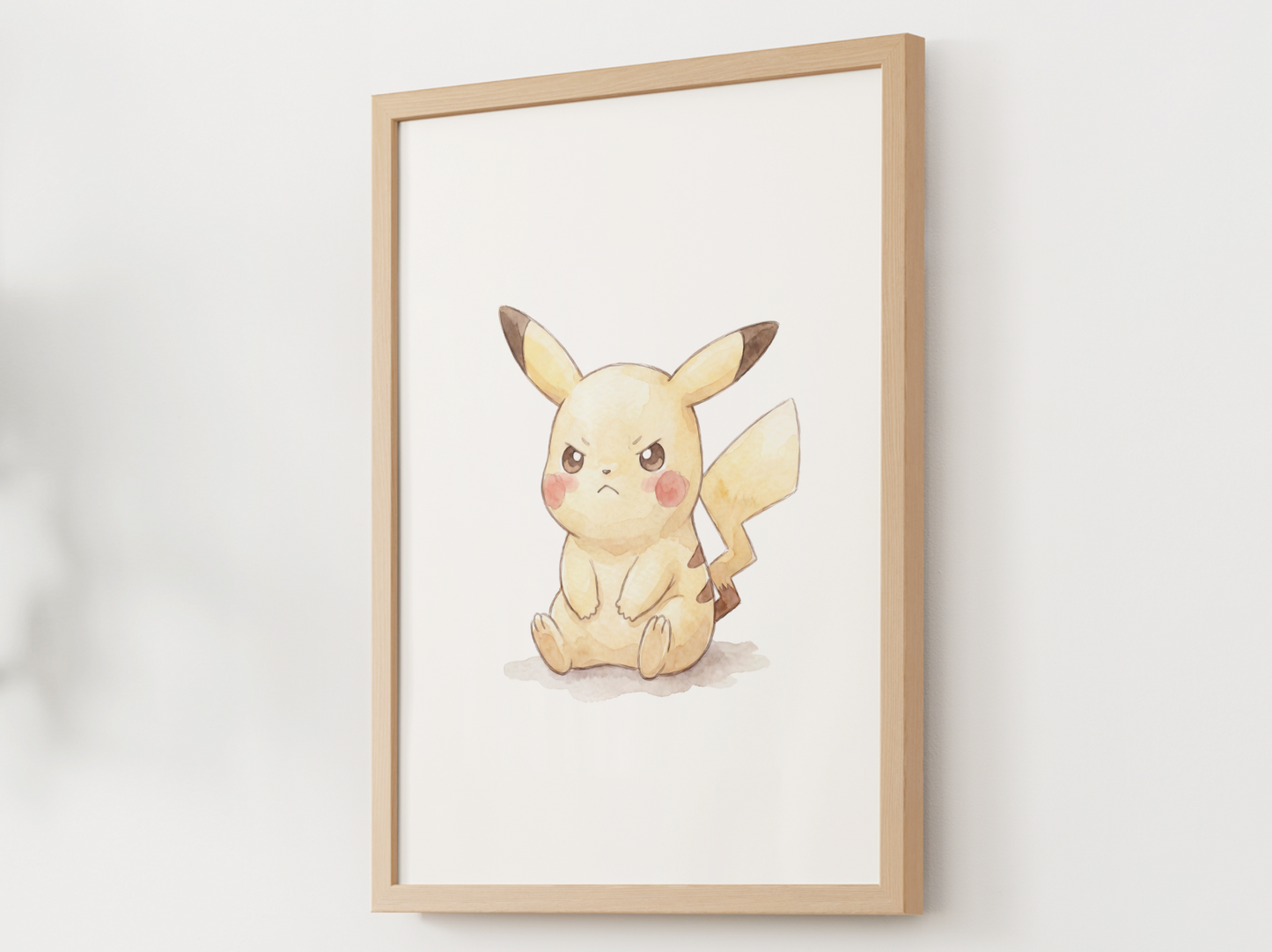 Pokemon PIkachu Angry Nursery Wall Art Printable, Cute Kids Room Decor, Watercolor Pokemon Poster, Instant Download Digital Print