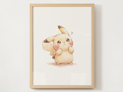 Pokémon Pikachu Emotions Nursery Wall Art Bundle, 6 Printable Posters, Angry Confused Happy Sad Scared Sleepy, Digital Download