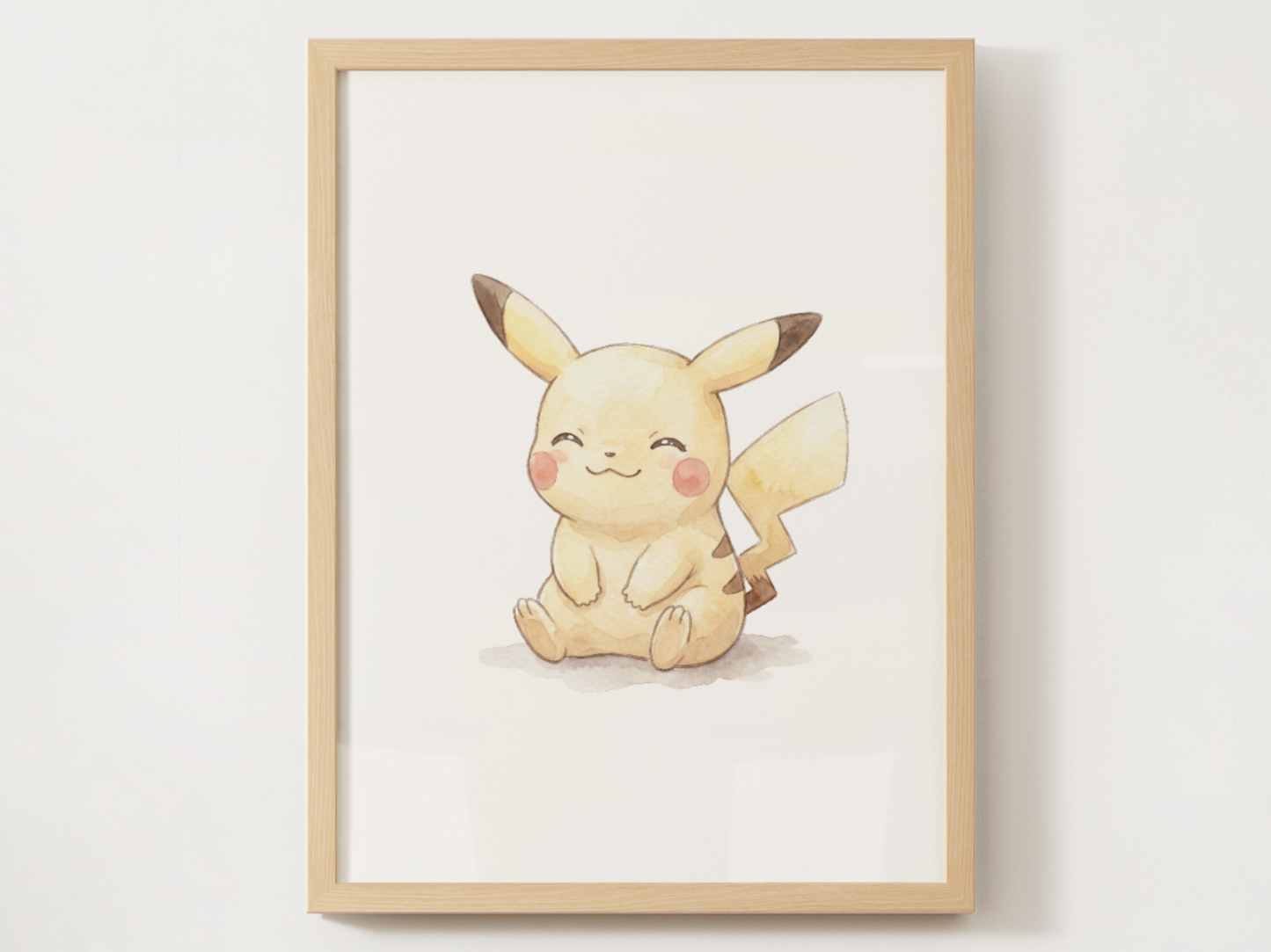 Pokemon Pikachu Happy Nursery Wall Art Printable, Cute Kids Room Decor, Watercolor Pokemon Poster, Instant Download Digital Print
