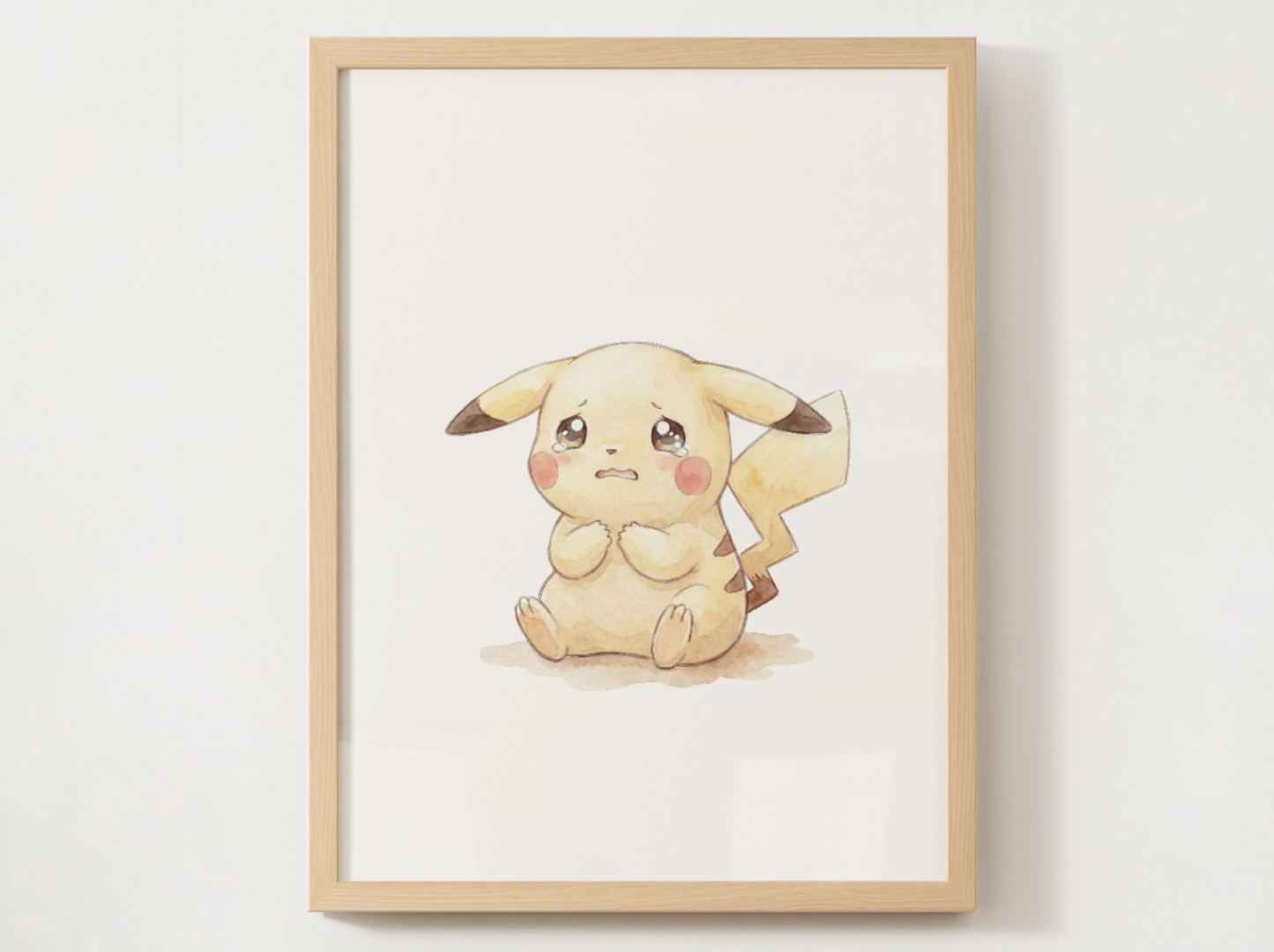 Pokemon Pikachu Scared Nursery Wall Art Printable, Cute Kids Room Decor, Watercolor Pokemon Poster, Instant Download Digital Print