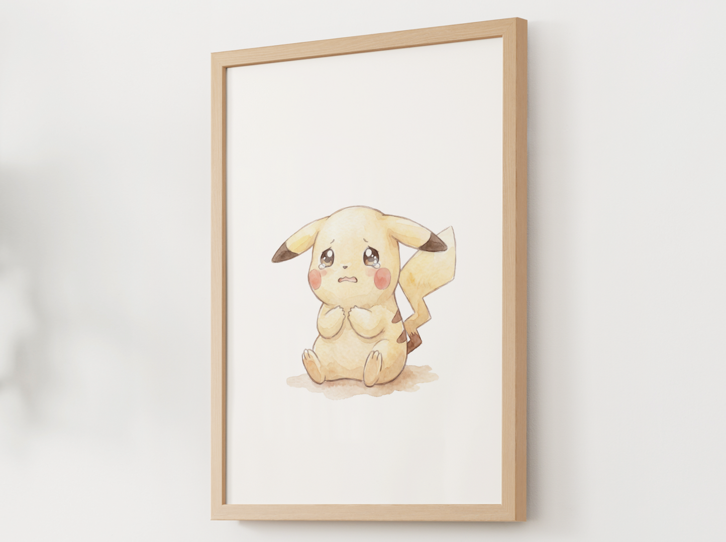 Pokemon Pikachu Scared Nursery Wall Art Printable, Cute Kids Room Decor, Watercolor Pokemon Poster, Instant Download Digital Print