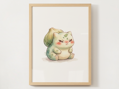 Pokémon Bulbasaur Emotions Nursery Wall Art Bundle, 6 Printable Posters, Angry Confused Happy Sad Scared Surprised, Digital Download