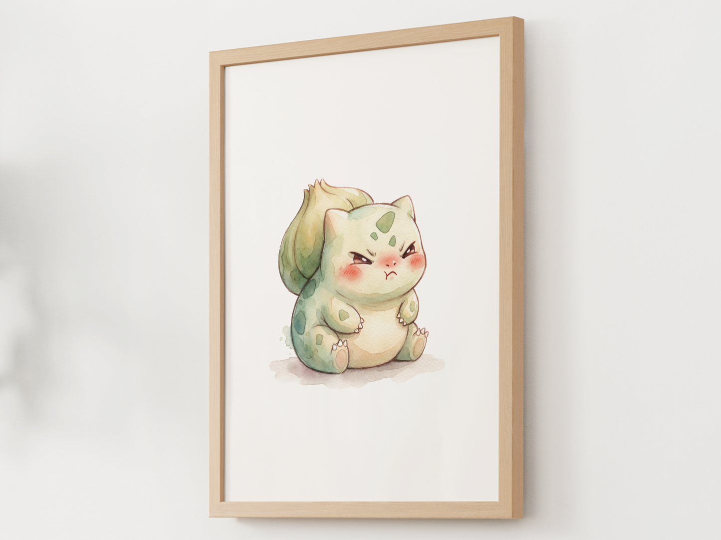 Pokemon Bulbasaur Angry Nursery Wall Art Printable, Cute Kids Room Decor, Watercolor Pokemon Poster, Instant Download Digital Print