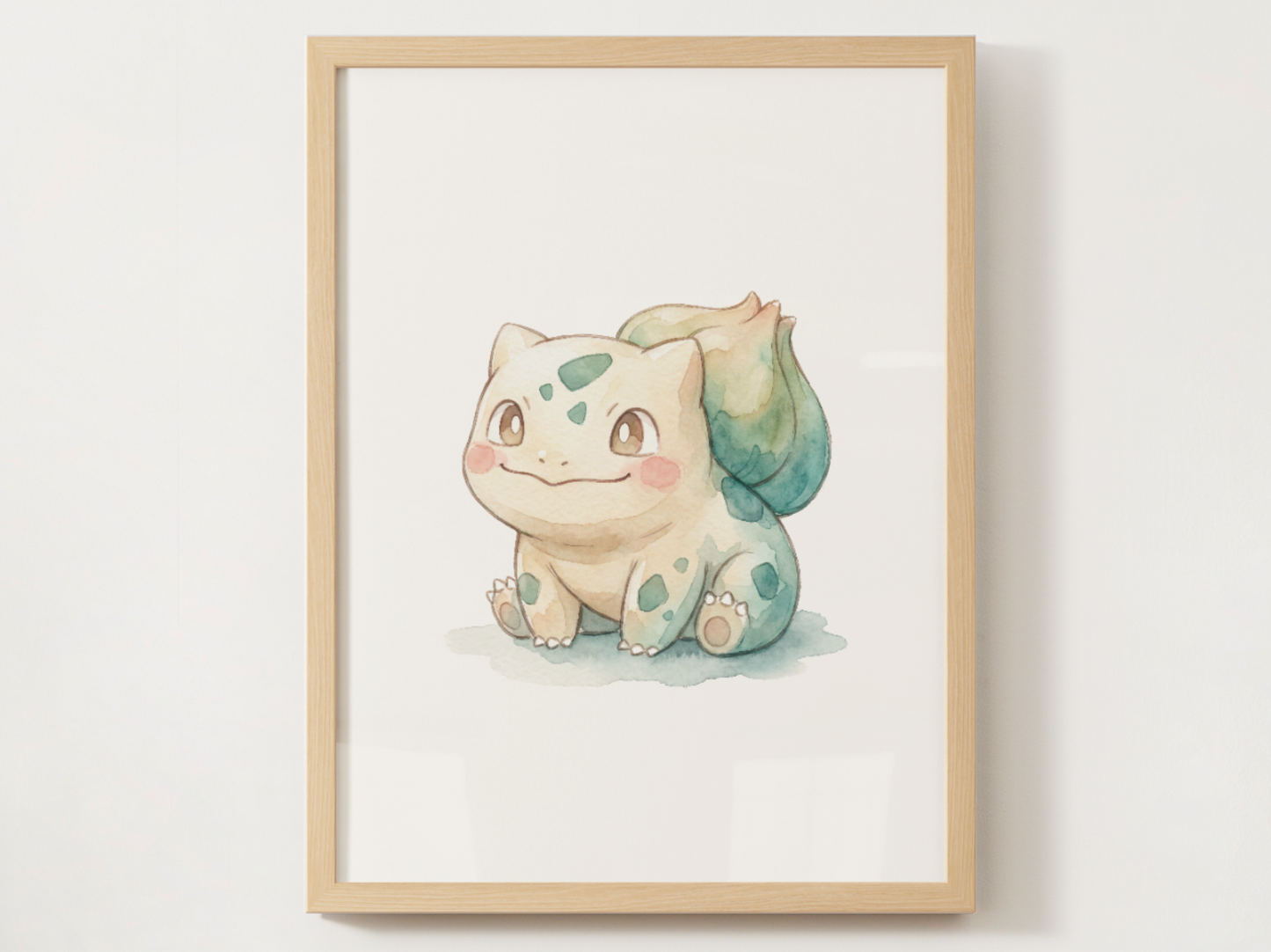 Pokemon Bulbasaur Happy Nursery Wall Art Printable, Cute Kids Room Decor, Watercolor Pokemon Poster, Instant Download Digital Print