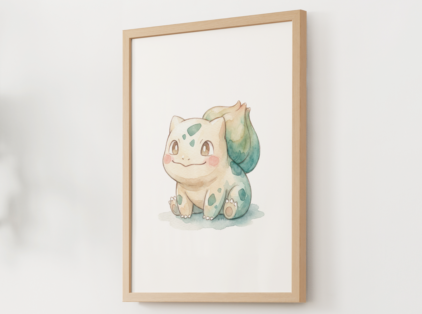 Pokemon Bulbasaur Happy Nursery Wall Art Printable, Cute Kids Room Decor, Watercolor Pokemon Poster, Instant Download Digital Print