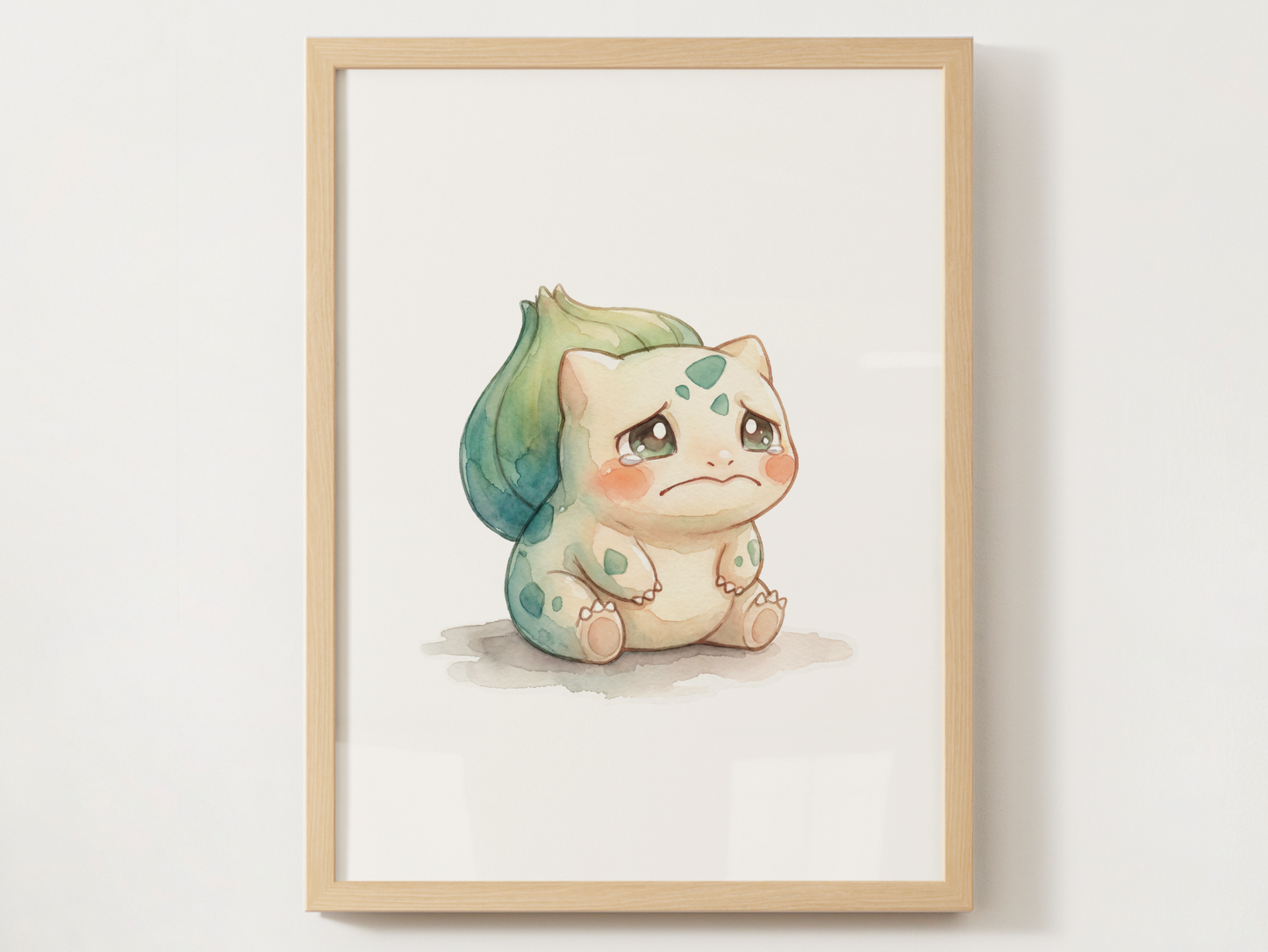 Pokemon Bulbasaur Sad Nursery Wall Art Printable, Cute Kids Room Decor, Watercolor Pokemon Poster, Instant Download Digital Print