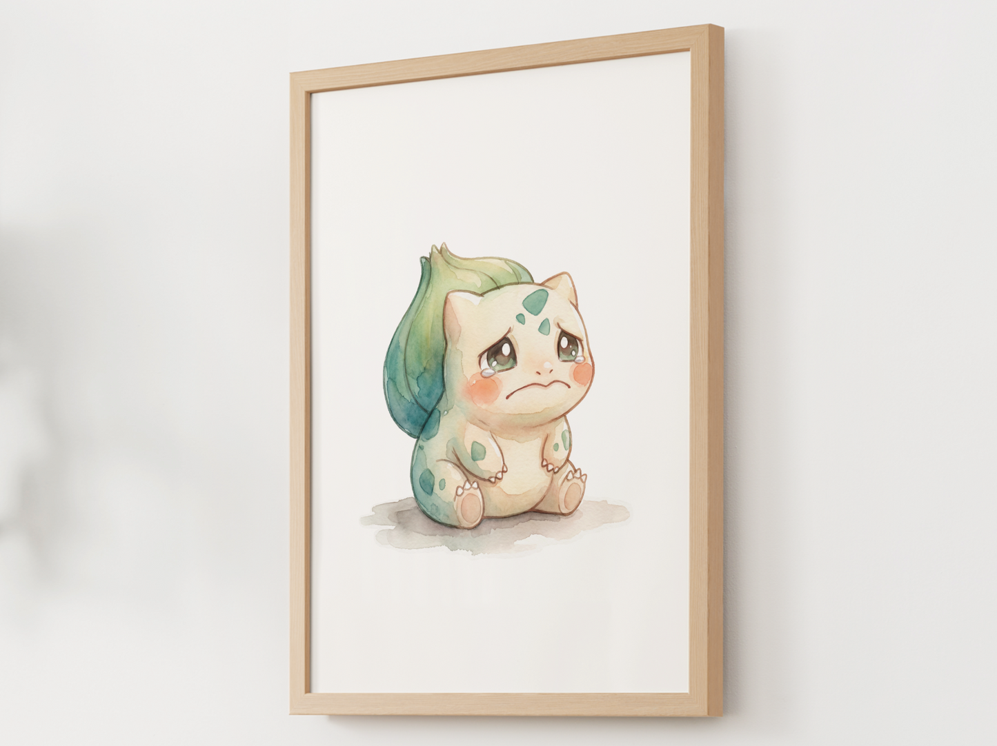 Pokemon Bulbasaur Sad Nursery Wall Art Printable, Cute Kids Room Decor, Watercolor Pokemon Poster, Instant Download Digital Print