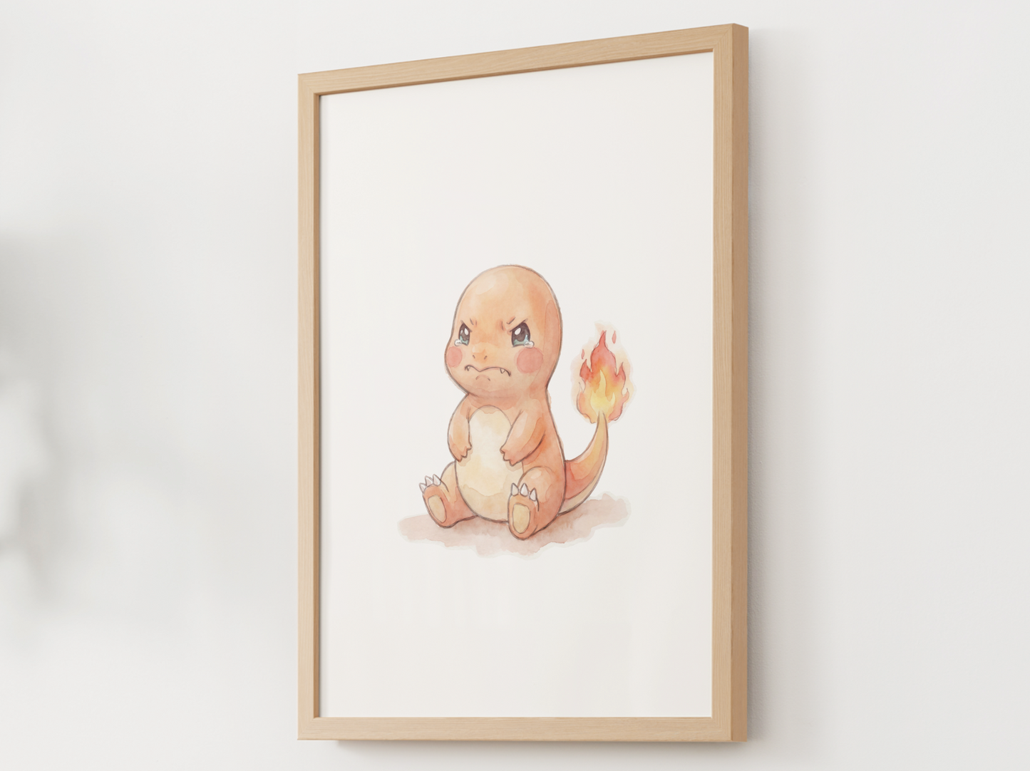 Pokemon Charmander Angry Nursery Wall Art Printable, Cute Kids Room Decor, Watercolor Pokemon Poster, Instant Download Digital Print