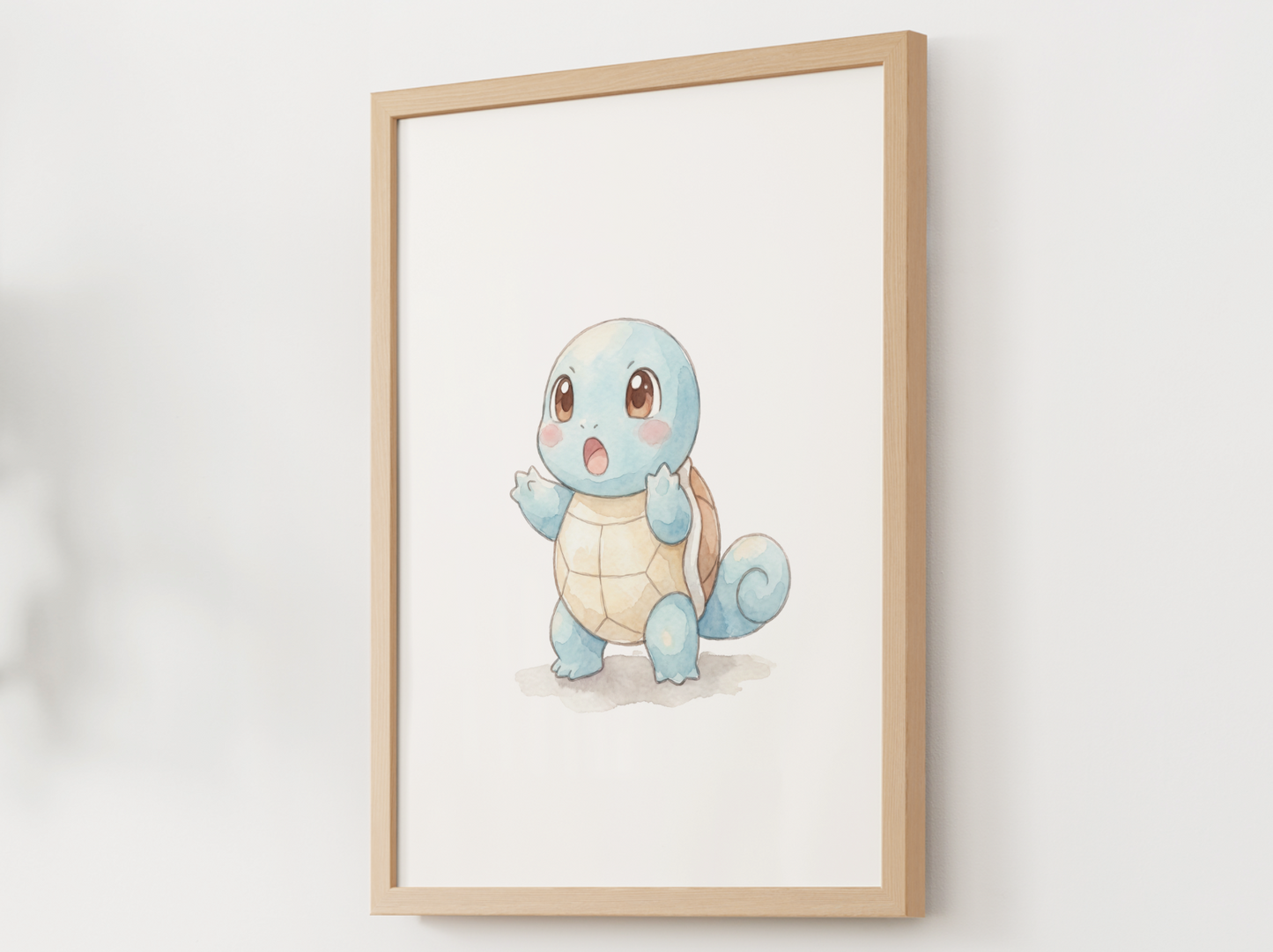 Pokemon Squirtle Surprised Nursery Wall Art Printable, Cute Kids Room Decor, Watercolor Pokemon Poster, Instant Download Digital Print