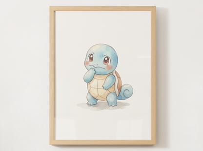 Pokémon Squirtle Emotions Nursery Wall Art Bundle, 6 Printable Posters, Angry Confused Happy Sad Scared Surprised, Digital Download