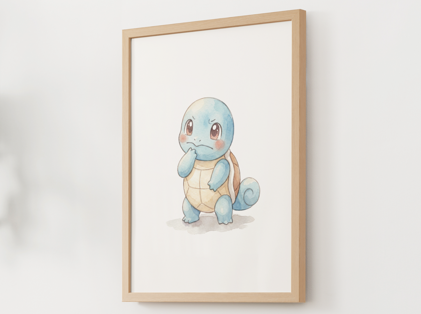 Pokemon Squirtle Confused Nursery Wall Art Printable, Cute Kids Room Decor, Watercolor Pokemon Poster, Instant Download Digital Print