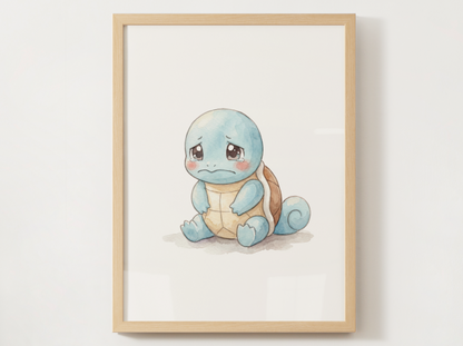 Pokémon Squirtle Emotions Nursery Wall Art Bundle, 6 Printable Posters, Angry Confused Happy Sad Scared Surprised, Digital Download