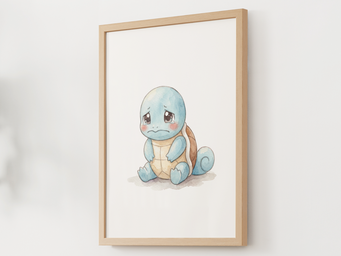 Pokemon Squirtle Sad Nursery Wall Art Printable, Cute Kids Room Decor, Watercolor Pokemon Poster, Instant Download Digital Print