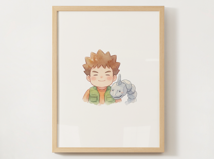 Pokémon Trainer Duo Nursery Wall Art Bundle, 6 Printable Posters, Watercolor Kids Room Decor, Instant Download