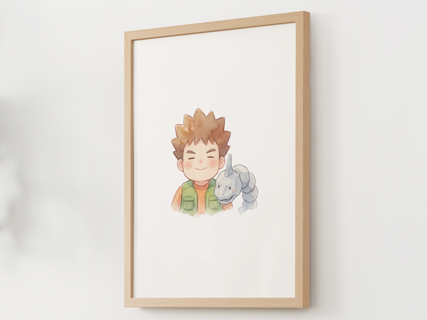 Brock and Onix Duo Nursery Wall Art Printable, Cute Kids Room Decor, Watercolor Trainer Pokemon Poster, Instant Download Digital Print