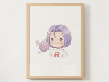 Pokémon Trainer Duo Nursery Wall Art Bundle, 6 Printable Posters, Watercolor Kids Room Decor, Instant Download