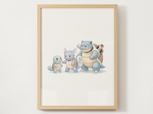 Squirtle Evolution Nursery Wall Art Printable, Watercolor Pokemon Evolution Poster, Instant Download