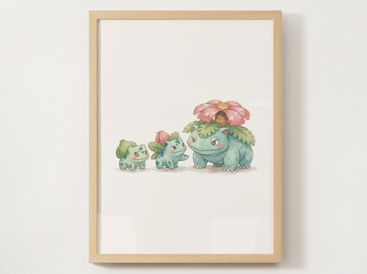 Bulbasaur Evolution Nursery Wall Art Printable, Watercolor Pokemon Evolution Poster, Instant Download