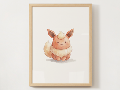 Ditto Style Eeveelutions Bundle Nursery Wall Art, Eevee Evolution Prints, Watercolor Pokémon Poster Set, Digital Download