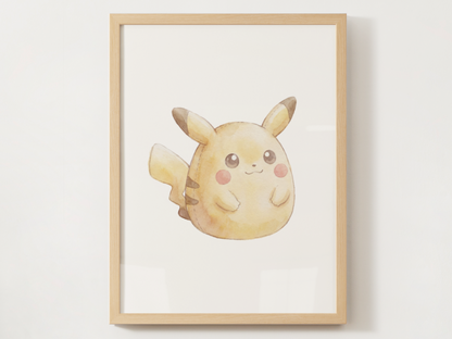 Plush Pillow Pokémon Nursery Wall Art Bundle, 6 Printable Posters, Charmander Chikorita Eevee Pikachu Snorlax Squirtle, Instant Download