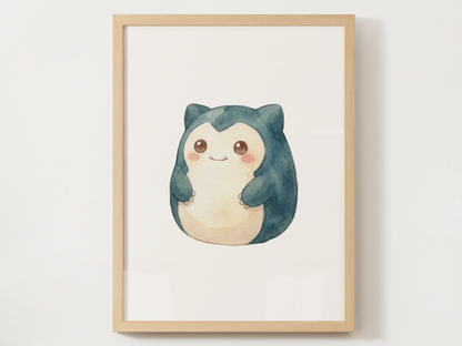 Plush Pillow Pokémon Nursery Wall Art Bundle, 6 Printable Posters, Charmander Chikorita Eevee Pikachu Snorlax Squirtle, Instant Download