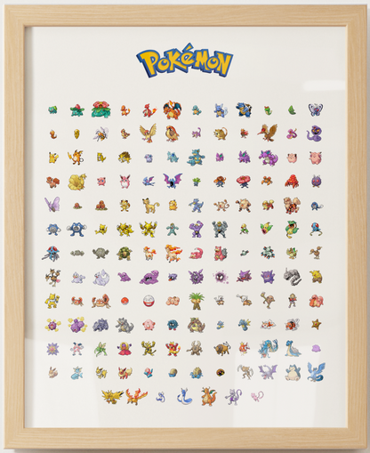 Pokémon Gen 1–9 Pokédex Poster Bundle, Pixel Edition, National Dex Wall Art Printable, Retro Game Room Decor, Digital Download